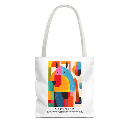 Capy Miro II Christmas Tote Bag – Surreal Capybara Art – Capy Holiday from the Abstract Side – Joan Miró Inspired Canvas Bag Gift