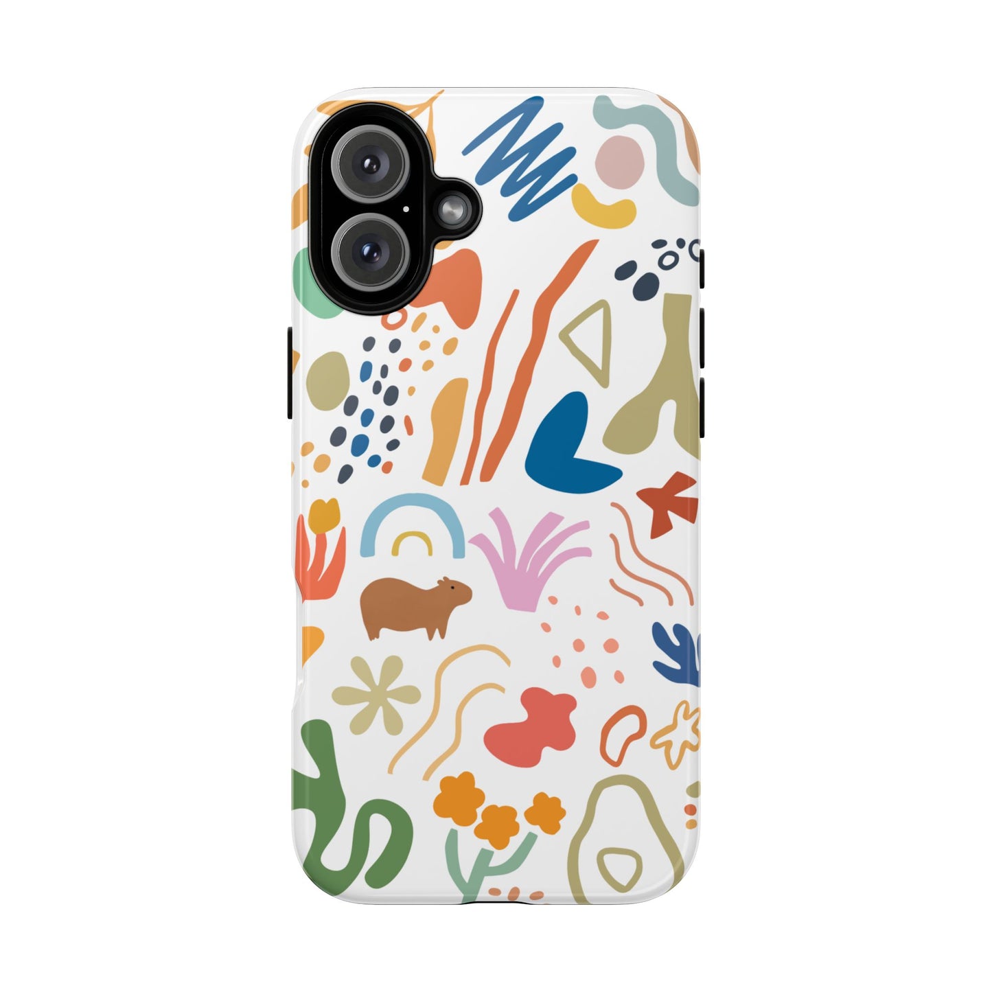 Capybara in Henri Matisse Style Phone Case (White) , Tough Phone Cover, Animal Lover Gift, Colorful Tech Accessories, Fun Gift