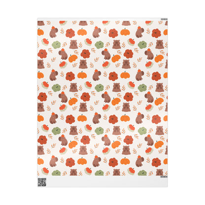 Capybara Pumpkin Wrapping Paper, Spooky Season Wrap, Cute Halloween Gift Wrap for Capybara Lovers, Fall Decorating, Party Supplies, Trick or Treat