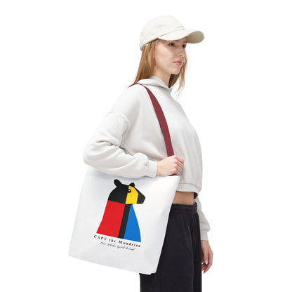 CAPY the Mondrian Tote Bag – Capybara Geometric Art Bag – Your Artistic Animal – Abstract Red Blue Yellow Canvas Tote