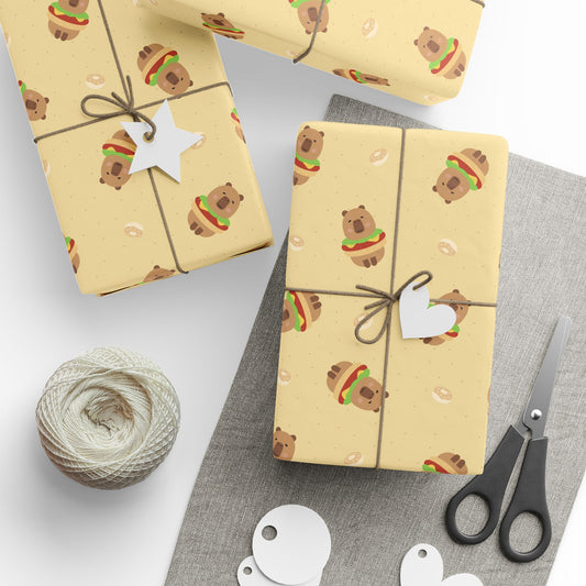 Capybara hamburger and donut Wrapping Paper