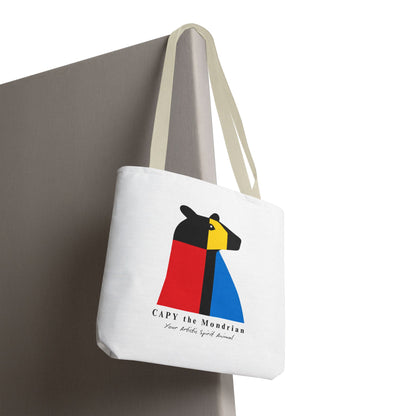 CAPY the Mondrian Tote Bag – Capybara Geometric Art Bag – Your Artistic Animal – Abstract Red Blue Yellow Canvas Tote
