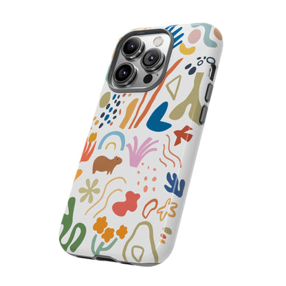 Capybara in Henri Matisse Style Phone Case (White) , Tough Phone Cover, Animal Lover Gift, Colorful Tech Accessories, Fun Gift