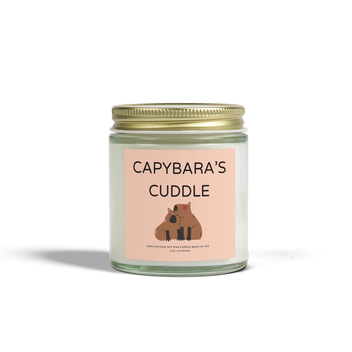 CAPYBARA'S CUDDLE scented candle with 9 scents to choose from. A perfect gift for friends or family during Christmas or special occasions. It offers a cozy and heartwarming vibe, ideal for those who appreciate unique and eco-friendly candles. Relevant for holidays, celebrations, or occasions that call for thoughtful gifting.