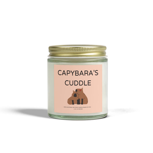 CAPYBARA'S CUDDLE scented candle with 9 scents to choose from. A perfect gift for friends or family during Christmas or special occasions. It offers a cozy and heartwarming vibe, ideal for those who appreciate unique and eco-friendly candles. Relevant for holidays, celebrations, or occasions that call for thoughtful gifting.