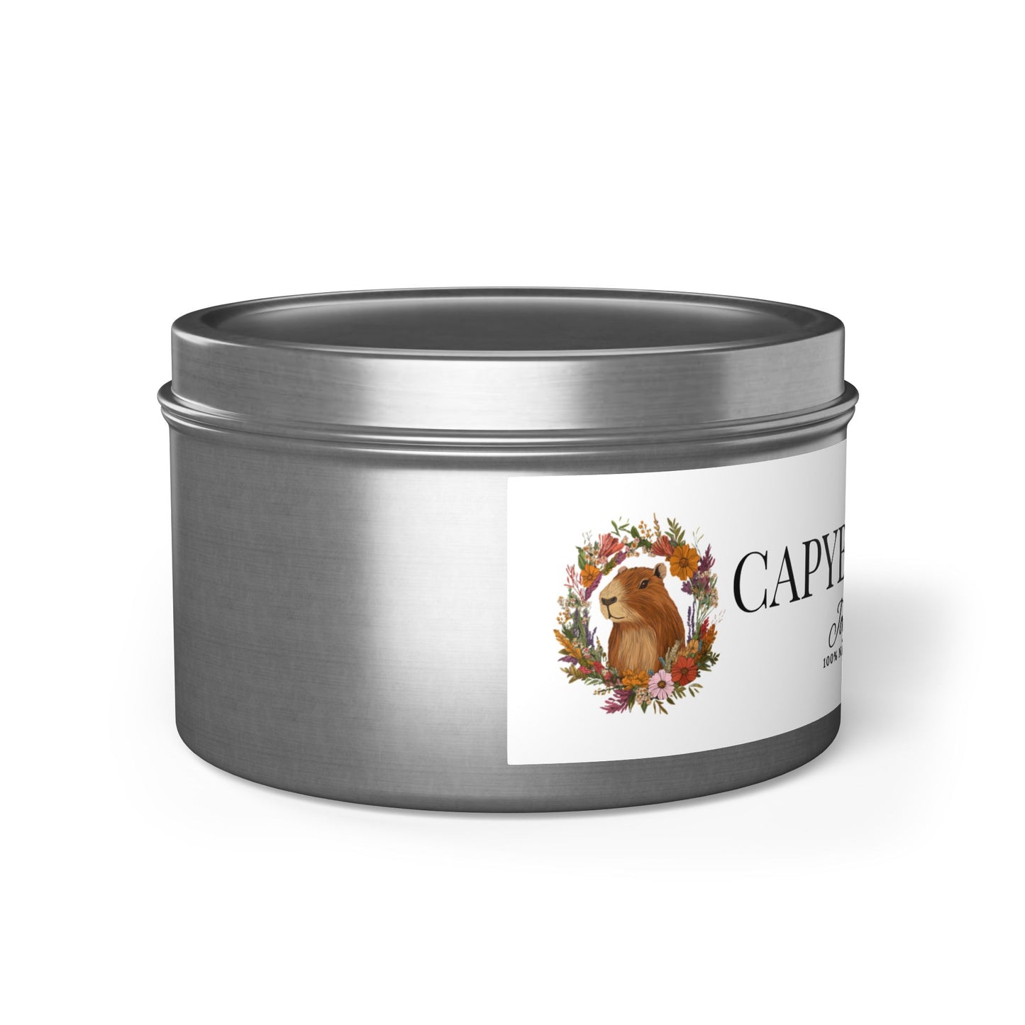 Funny gift- Scented Tin Candles - CAPYBARAS Fiesta- Actually is a Tropical mango coconut Scent with pineapple, orange and peach.
Eco-friendly, hand-poured coconut soy wax 
Lead and zinc-free cotton wick
3 tin colors
Average burn time: 20-40hours