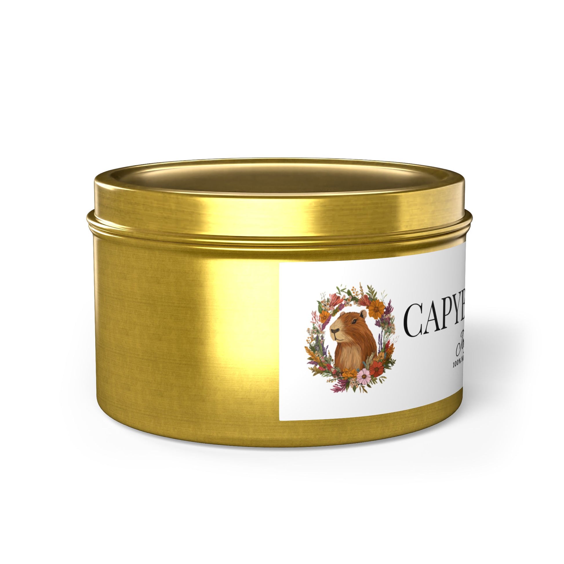 Funny gift- Scented Tin Candles - CAPYBARAS Fiesta- Actually is a Tropical mango coconut Scent with pineapple, orange and peach.
Eco-friendly, hand-poured coconut soy wax 
Lead and zinc-free cotton wick
3 tin colors
Average burn time: 20-40hours