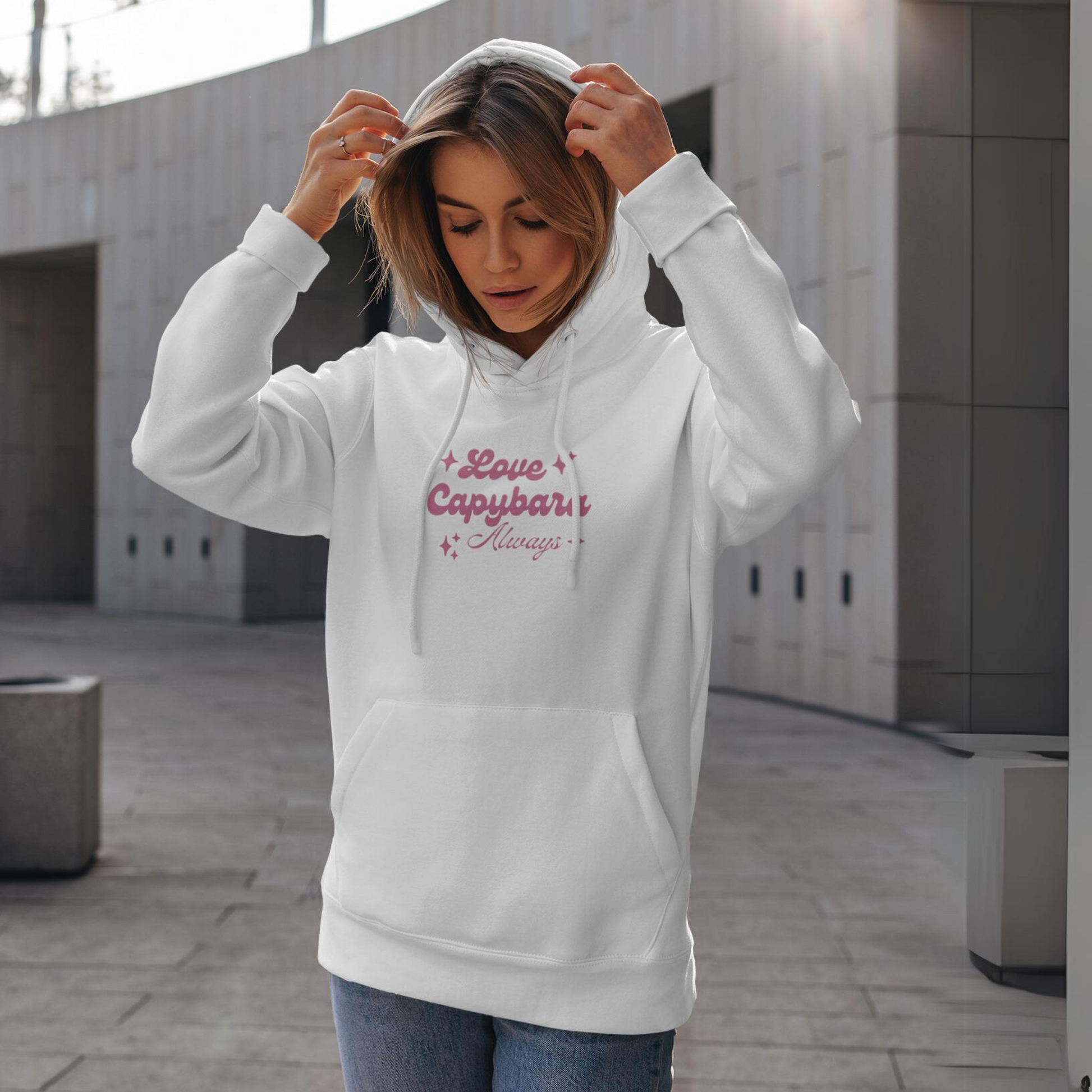 Capybara  hoodie-Showcase your love for the world's friendiest rodent with our Love Capybara Always hoodie!. This cozy and stylish hoodie celebrates your passion for capybaras, making it a must-have for animal loves and capybara enthusiasts