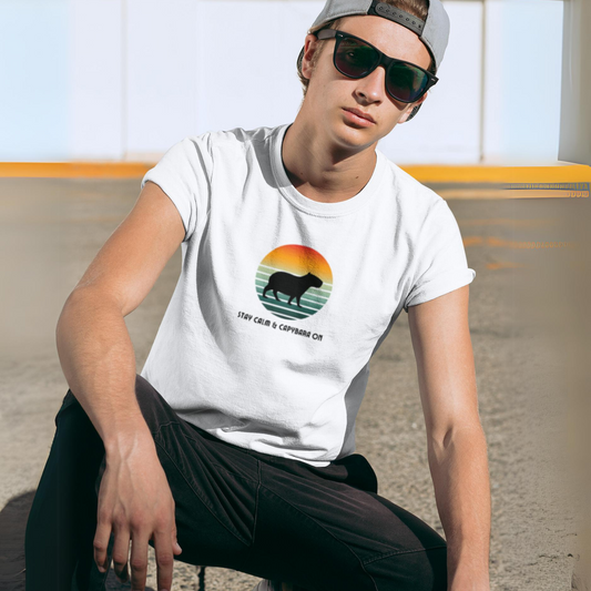 Sunset Stay Calm Capybara - Unisex T-Shirt